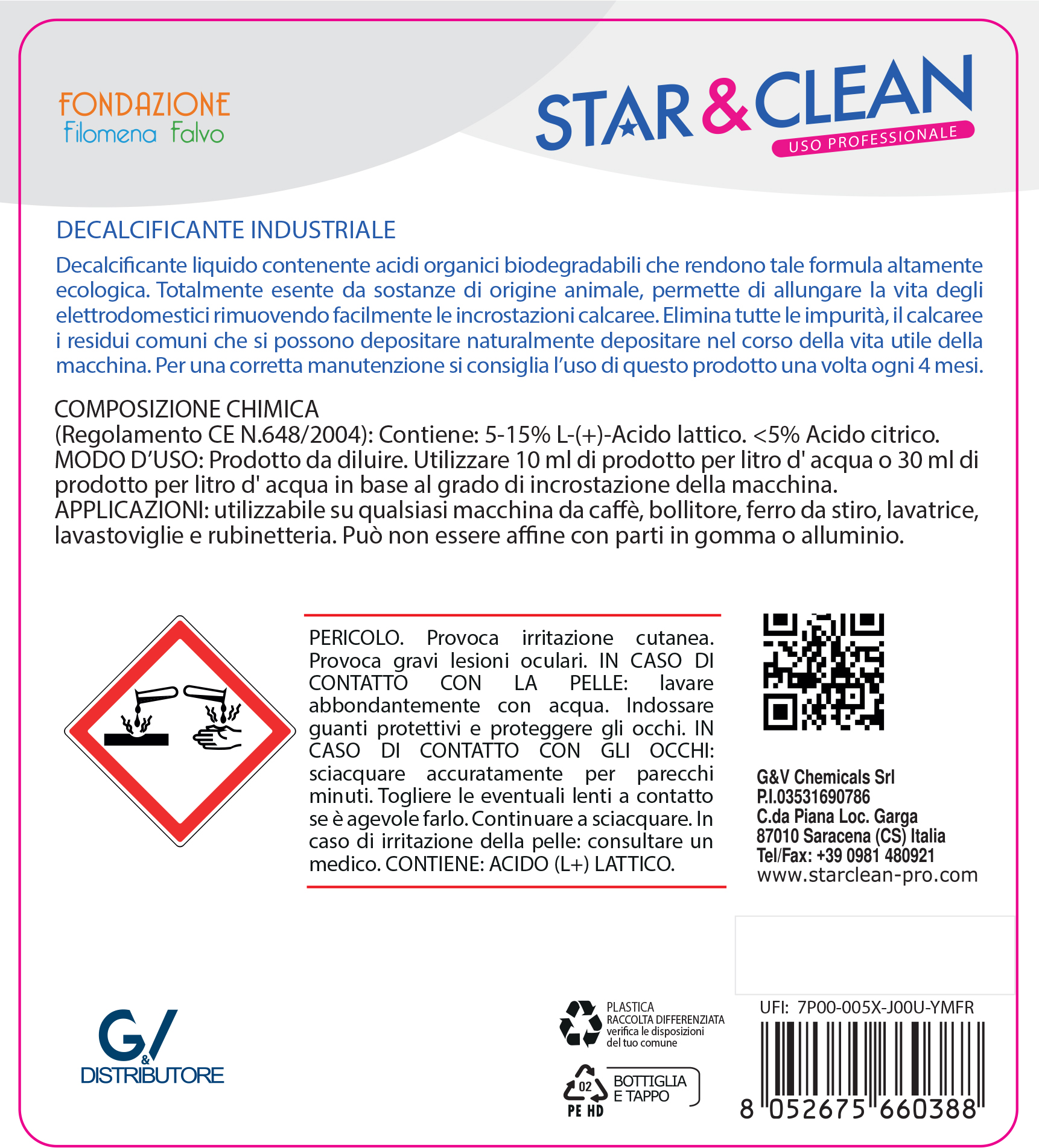 Detersivi concentrati - star clean 317 - decalcificante  plus